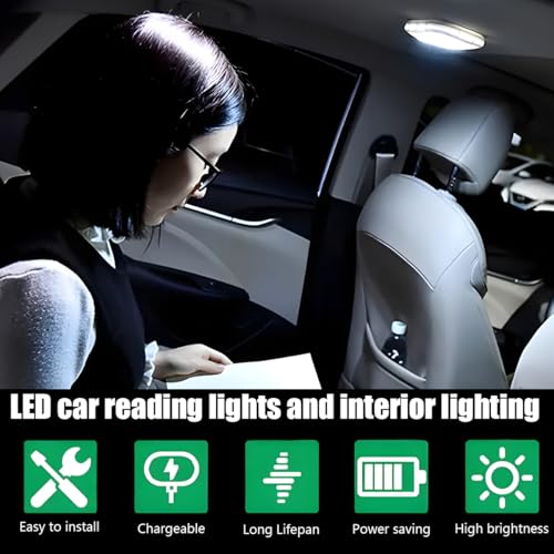 Car Interior Dome Lamp, Magnetic USB Vehicle Ceiling Roof Reading Light, Rechargeable Wireless Automotive Inside Lighting Accessories, Universal for SUV Trailer Camper (Beige) - color: Beige