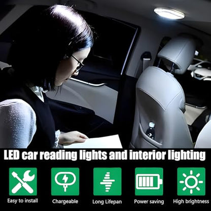Car Interior Dome Lamp, Magnetic USB Vehicle Ceiling Roof Reading Light, Rechargeable Wireless Automotive Inside Lighting Accessories, Universal for SUV Trailer Camper (Beige) - color: Beige