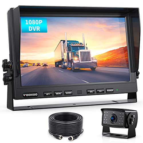 Fookoo 10" HD 1080P Wired Backup Camera with 10" Dual Split Screen Monitor - color: Jet Black