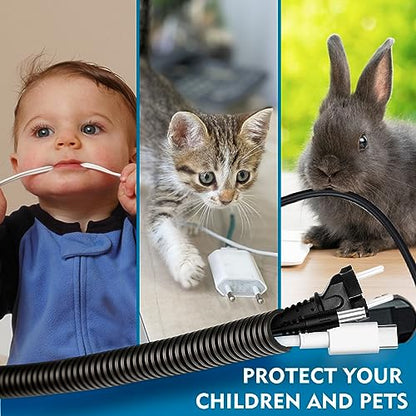 Dog Cat Cord Protector, Chew Proof Cable Protector 30ft-Black