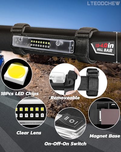 UTV Interior Dome Light Red/White with Switch, Roll Bar Mount LED Light - color: Red