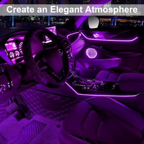 EL Wire Interior Car LED Lights, 16.5FT USB Ambient Lighting Strip, Purple - color: Purple