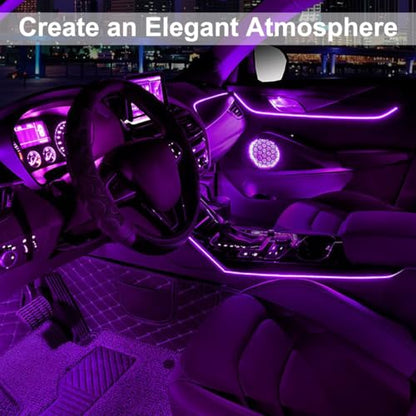 EL Wire Interior Car LED Lights, 16.5FT USB Ambient Lighting Strip, Purple - color: Purple