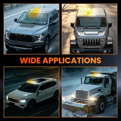 Amber/White Wireless Emergency Lights Bar for Trucks, Vehicles