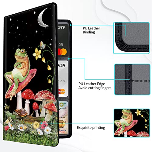 Car Registration and Insurance Card Holder, Premium PU Leather Vehicle Wallet Cover for Glove Box Car Organizer Drivers License/Cards/ID Essentials Document Holder, Aesthetic Mushroom Frog - color: Aesthetic Mushroom Frog