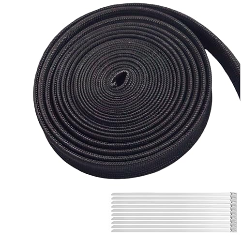 Heat Fiberglass Shield Sleeve Adjustable Hose Heat Spark Plug Wire High Temp 2000 Degree Black Colour 10FT-10MM(3/8") for Car&Auto Wire Loom Heat Protection - color: Black, size: 3/8'' ID x 10'