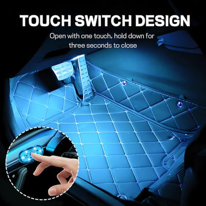 2 PCS Car LED Lights Interior Wireless, Super Bright Auto Interior Ambient Light with 6 Bright LED Lamp Beads, Portable USB Rechargeable Car Led Night Light for Vehicle Decor(Ice Blue)