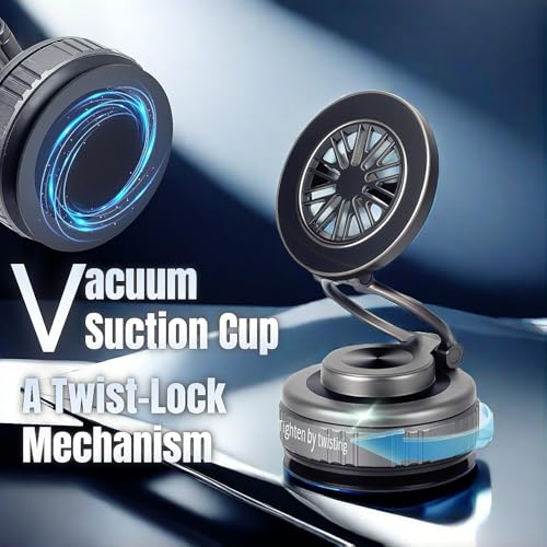 Magnetic Vacuum Car Phone Holder 360° Adjustable Foldable - color: Silver, size: GY-X25