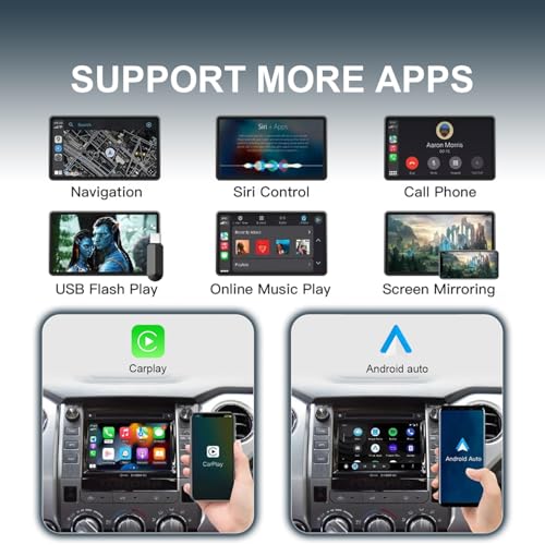 Toyota Wireless CarPlay/Android Auto Dongle | Plug & Play for 2014-2019 Sienna, Prius, Tacoma, Tundra, Highlander, RAV4, 4Runner with Entune 2.0 | Works with OEM Camera & Controls