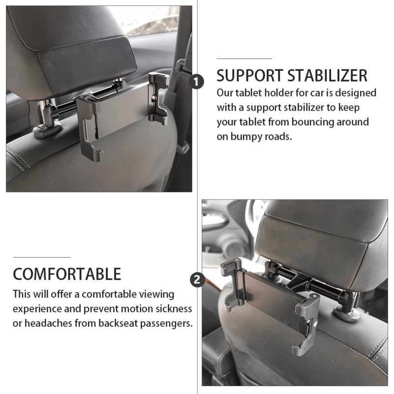 OSALADI Car Headrest Tablet Mount Adjustable Phone Stand for Back Seat Car Seat Headrest Holder for Tablets and Phones 360 Rotation Mobile Holder Tool Free Install