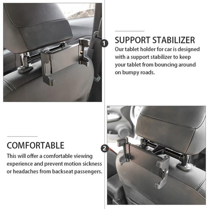 OSALADI Car Headrest Tablet Mount Adjustable Phone Stand for Back Seat Car Seat Headrest Holder for Tablets and Phones 360 Rotation Mobile Holder Tool Free Install