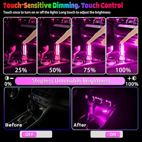 4 PCS USB Touch Dimmable Retro Glass Bottle Car Night Light - color: 1Red&1Blue&1Purple&Pink