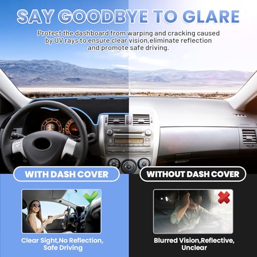 Sunsdrew Upgraded Black Dash Cover for 2007-2013 Toyota Corolla Accessories,Dashboard Cover Mat Carpet Pad UV Protection Anti-Glare Non-Slip - size: 07-13 Corolla Dash Cover(Black)