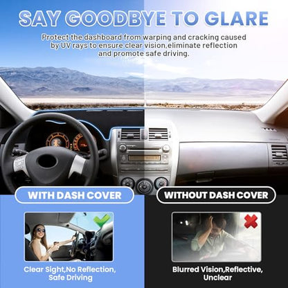 Sunsdrew Upgraded Black Dash Cover for 2007-2013 Toyota Corolla Accessories,Dashboard Cover Mat Carpet Pad UV Protection Anti-Glare Non-Slip - size: 07-13 Corolla Dash Cover(Black)
