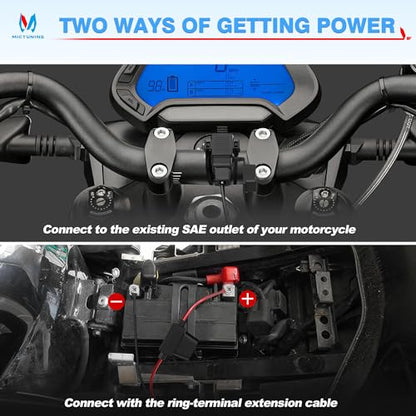 MICTUNING SAE to USB Cable Adapter Waterproof USB Charger Quick 2.1A Port