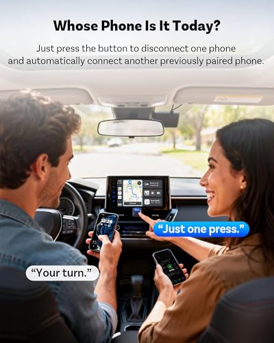 Ottocast Mini Core Latest Version, 2 in 1 Wireless CarPlay Adapter & Android Auto Adapter, Plug & Play One-Button Device Switching WiFi 6 & Bluetooth 5.4 Auto-Connect Dongle for OEM Wired Cars 2016+