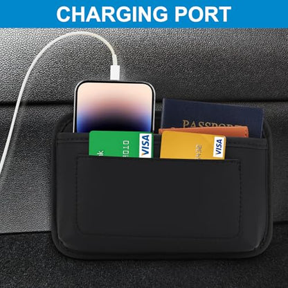 Accmor Universal Car Side Pocket Organizer, PU Leather Car Pocket Pouch Cell Phone Sunglasses Holder, Car Phone Pocket Organizer Accessories for Car Seat, Door, Window, Console