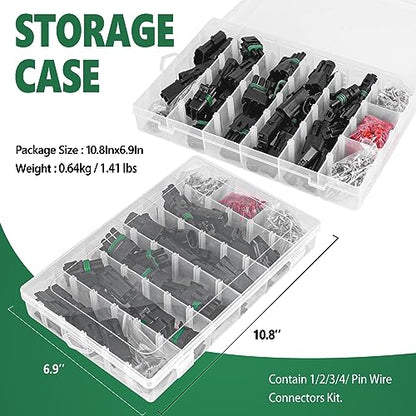 502Pcs 28 Kits Waterproof Automotive Electrical Connectors 1/2/3/4 Male&Female Pin 22-14AWG Wire Harness Spark Plug Connector Terminals Plug Kit Car - size: 28 Kits 22-14AWG 1/2/3/4 Pin