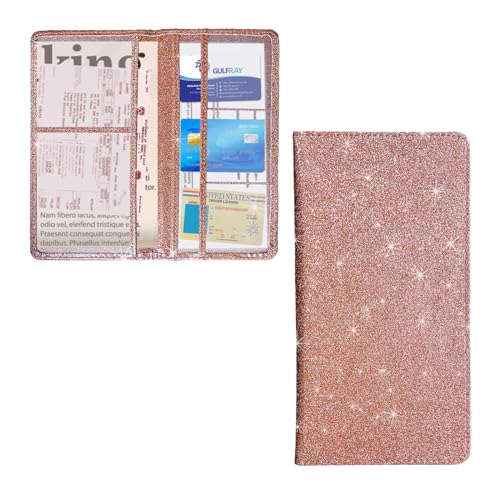 Ziciner Car Registration and Insurance Holder, Auto Card Document Glove Box Organizer with Magnetic Closure, Universal Vehicle Interior Accessories for Cars SUVs (Rose Golden-Large) - color: Rose Golden, size: L-9.4×5.1"