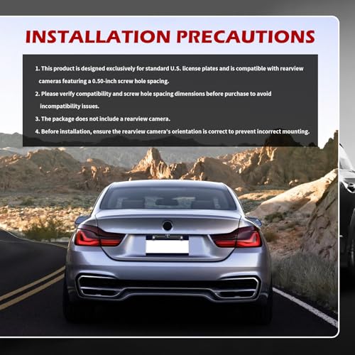 Backup Camera License Plate Mount No-Drill,Back up Camera License Plate Mount Kit Includes Screws,Screwdriver,Spacers,US Standard Licenses Plates Cameras Mounts Car Accessories