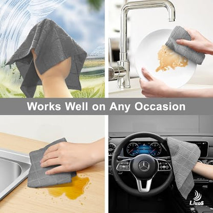 LIVOS Microfiber Cleaning Cloth Roll - 80 Pack, Reusable Paper Towels, Microfiber Towels for Cars, Super Absorbent Lint Free Cleaning Rags for House, Kitchen, Window-Check Grey, 11.5"x11.5" - color: Check Grey