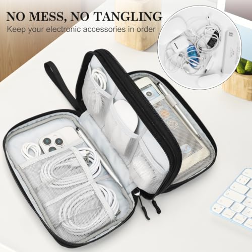 FYY Electronic Organizer, Travel Tech Pouch Bag, Large, Black Quilted - color: Black Quilted, size: 9.1 x 5.9 x 3.15 inches