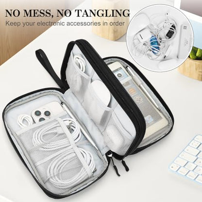 FYY Electronic Organizer, Travel Tech Pouch Bag, Large, Black Quilted - color: Black Quilted, size: 9.1 x 5.9 x 3.15 inches