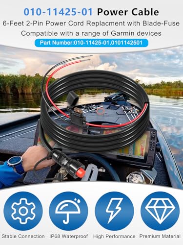 Replacement for 010-11425-01 Threaded Transducer Power Cable Compatible with Garmin GLS 10 Sonar Module, GPSMAP 6200, 7200, 8200 MFD Series, 8500, 8530 Back Box and Panoptix LiveScope System