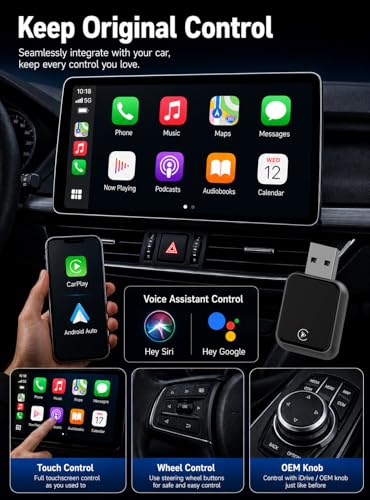 2026 Upgraded USB Wireless CarPlay Adapter for iPhone, Bluetooth 5.8 and Wi-Fi 6, Automatic & Zero-Delay Connection, Android auto Carplay Wireless Adapter for Android and iOS Systems. (Dark Gray) - color: Dark Gray
