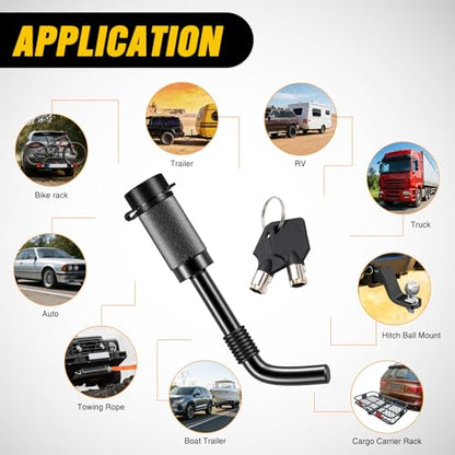 Nilight 1/2" & 5/8" Anti-Theft Lockable Trailer Hitch Lock Pin | Keyed Unique Weatherproof Anti-Theft Lockable Fits 2" 2-1/2" & 1-1/4"Receiver Tow Truck Boat Bike Truck Black - color: Hitch Lock Pin 1/2" & 5/8" Black