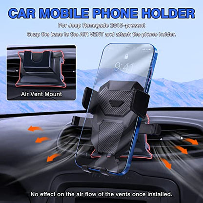 Karltys Car Phone Holder for Jeep Renegade 2015-2024 Accessories Renegade Cell Phone Holder Air Vent Mount for 4-7 Inch Phones Hands Free Thick Case Friendly Mobile Stand - size: 15-23 Renegade Phone Holder