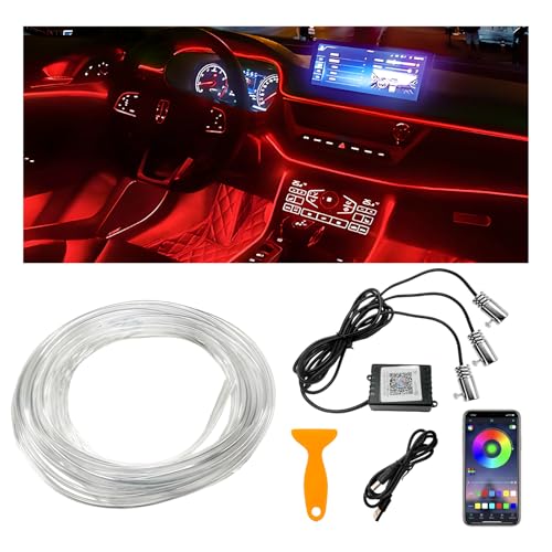 Interior Car LED Strip Lights with APP Control, 3 in 1 RGB Ambient Lighting Kit with 197 inches Fiber Optic, 16 Million Colors Neon Strip USB Music Sync Atmosphere LED for Vehicles - color: 3 in 1/ 197 inches, size: USB Port