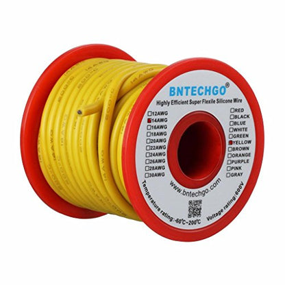 BNTECHGO 14 Gauge Silicone Wire Yellow 25ft Stranded Tinned Copper Wire - color: Yellow, size: silicone wire 25ft