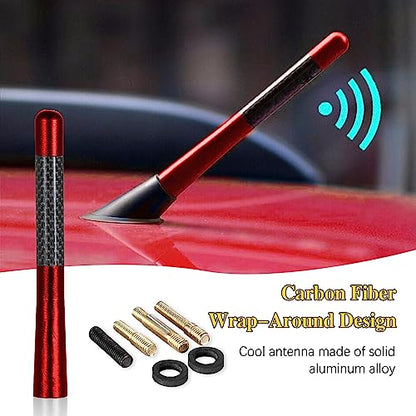 4.7 Inch Carbon Fiber Short Automotive Antenna, Short Carbon Fiber Radio Antenna, Carbon Fiber Antenna, Universal Car Antenna Replacement for Most Vehicles - color: Red