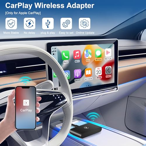 CarPlay Wireless Adapter, Converts Factory Wired CarPlay to Wireless, 2026 Upgrade Wireless Carplay Adapter for Cars from 2015 & iPhone iOS 10+
