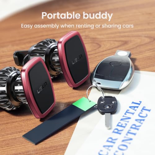 LISEN 2 Pack Magnetic Phone Holder for Your Car Mount 6 Military Magnets Car Phone Holder Mount Vent Cell Phone Holder Mount Vent Cell Phone Holder (Red) - color: Red