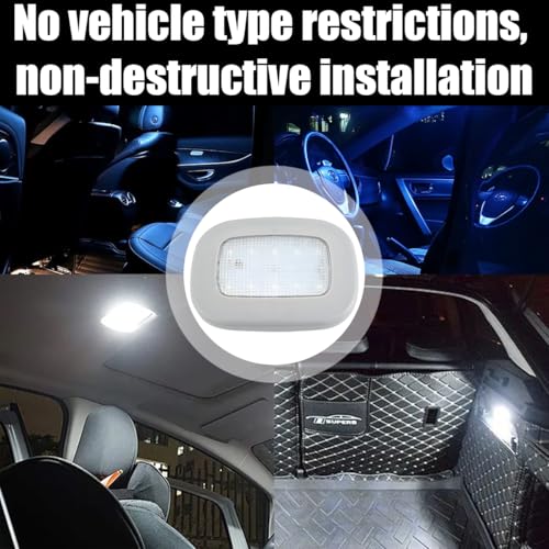 Car Interior Dome Lamp, Magnetic USB Vehicle Ceiling Roof Reading Light, Rechargeable Wireless Automotive Inside Lighting Accessories, Universal for SUV Trailer Camper (Gray) - color: Gray