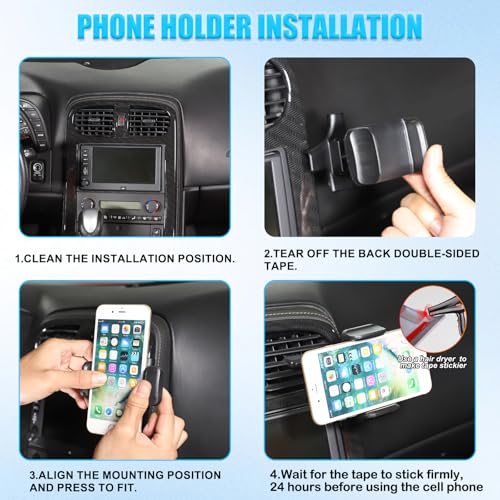 Car Phone Holder for Corvette C6 2005-2013 Centre Console Air Vent Rotatable Fixed Mobile Phone Mount Holder for Car Fit for iPhone Android and Universally Smartphones (Style A)