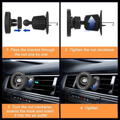 Car Phone Holder, Magnetic 360° Rotation Adjustable Vehicle Phone Mount Changer with Clip, Automotive Air Dashboard Vent Cellphone Holder, Universal for SUV RV Truck (Black) - color: Black