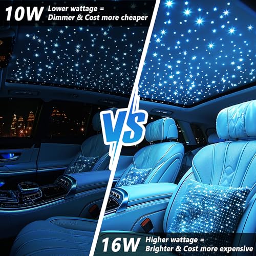 Starlight Headliner Kit 550 Piece Twinkle 0.03in*9.8ft/0.75mm*3m, 16W Starlight Headliner Music/Voice Activated Star Lights for Car, VASTFIRE RGBW Starlights for Theater Game Bed Room Ceiling - size: Twinkle 550pcs 0.03in (9.8ft/3m) 16W
