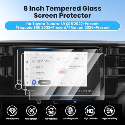 Canvcle 2PCS Screen Protector for 2022-2026 Toyota Tundra SR SR5/2023-2026 Sequoia SR5/2025 2026 4Runner Accessories, 8 Inch Navigation Screen Tempered Glass Touchscreen Protector Screen Cover Film - size: Toyota Tundra/Sequoia/4Runner 8 Inch
