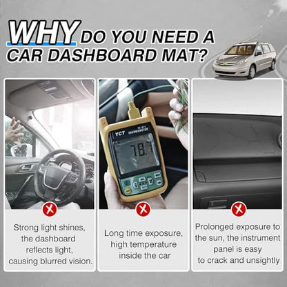 Cartist Dash Cover for Toyota Sienna 2004 2005 2006 2007 2008 2009 2010 Dashboard Cover Mat Non-Slip Pad Carpet Sunshield Protector - size: 04-10 Sienna(Black)