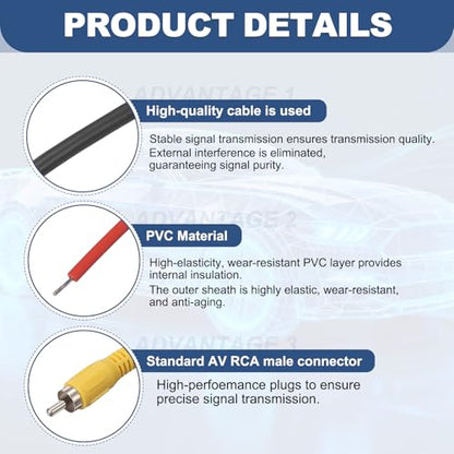 MECCANIXITY Backup Camera RCA Video Cable 32.8FT/10M Copper Core Audio Cord - size: 32.8FT/10M