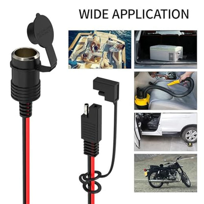 ELFCULB SAE to 12V Cigarette Lighter Socket Cable 14AWG 20FT for RV - color: SAE to CIG, size: 20FT