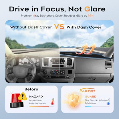 CARTIST Dash Cover for 2006-2008 Dodge Ram 1500 2500 3500,2009 Ram 2500 3500 4500 5500,2010 Ram 4500 5500 Without Cutout Dashboard Cover for Dodge Ram Accessories Non-Slip - color: 5)06-08 Dodge Ram(Black)