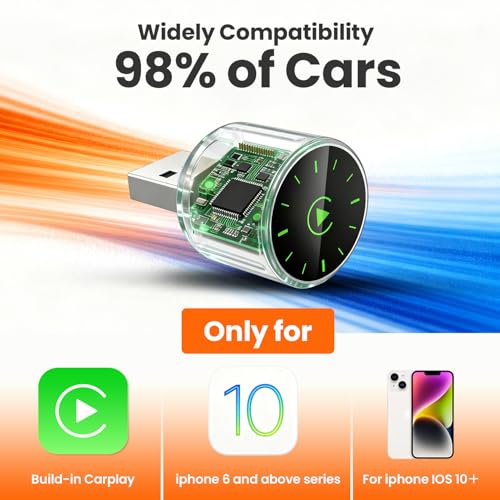 Wireless CarPlay Adapter for iPhone - Plug and Play, Converts Wired to Wireless, Stable Connection Without Delay, Compatible with iOS 10+ & 800+ Car Models, Not for Android 2025 (Silver) - color: silver