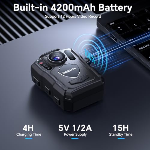 BOBLOV M5 2K GPS Body Camera, 4200mAh for 12 Hours, IP67 Waterproof, 64GB - color: Light Black