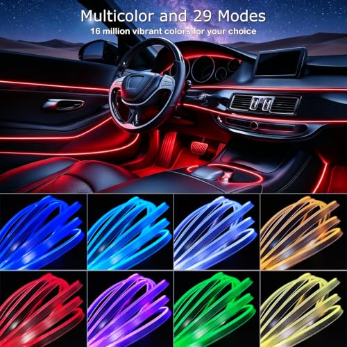Jushope Car Interior LED Lights, RGB Fiber Optic Ambient Lighting Kit - size: 5 LED/236 Inches Fiber Optic