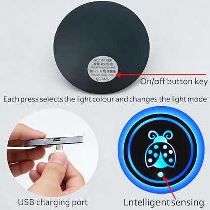 2Pcs Highland Cow LED Car Cup Holder Coasters 7 Colors Lights Up Cups - color: Highland Cow