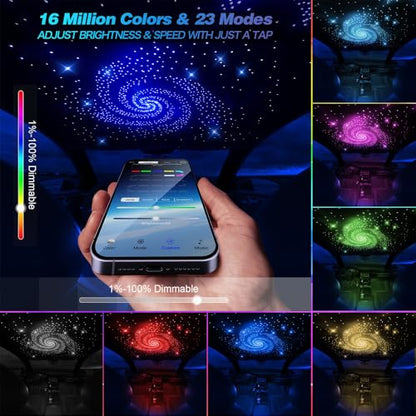 16W Twinkle Starlight Headliner Kit 1000 Piece, 6.5ft/2m 0.03in Car Interior Ceiling Fiber Optic Lights, APP/Remote Control Star Roof Lights for Car/Party Ambient Decor